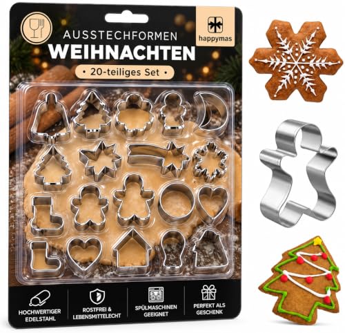Happymas - Lot de 20 Emporte-pièces de Noël