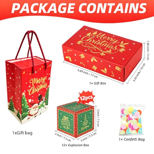 Boîte cadeau de Noël avec motif explosion - Rouge - Décorati