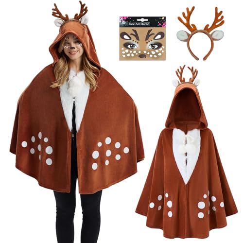 Déguisement Renne Femme, Costume de Cerf Carnaval Adulte, Se