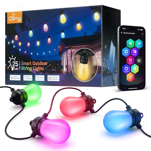 Ollny Guirlande Lumineuse Exterieure 20M, RGBW S14 LED Guirl