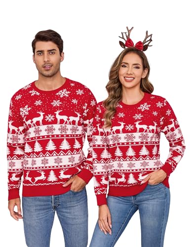 Pull Noël Assorti Homme Femme Rouge