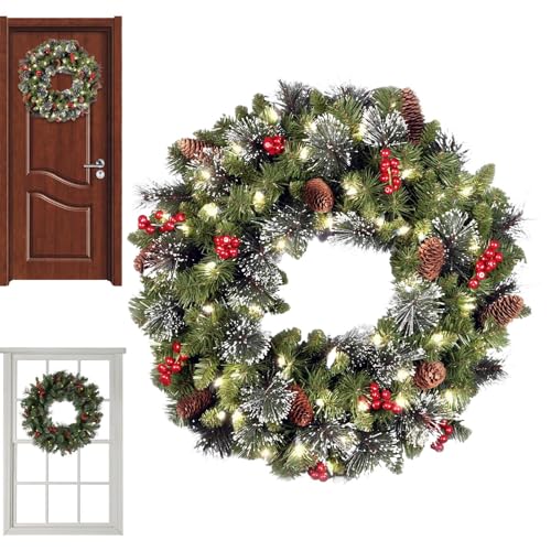 Couronne de Noël lumineuse 46 cm