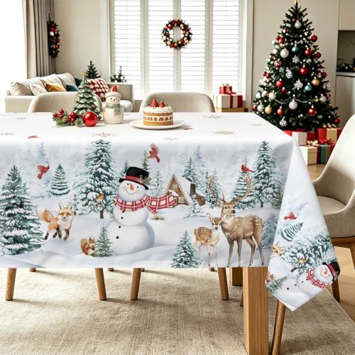 hometrixx Nappe Noël Rectangulaire Bonhomme de Neige Forêt 1