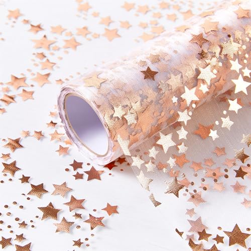 Chemin de Table Noël Rose Étoiles