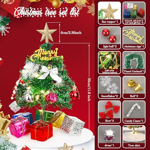 ShinyRelief Mini sapin de Noël de 30 cm avec lumière chaude