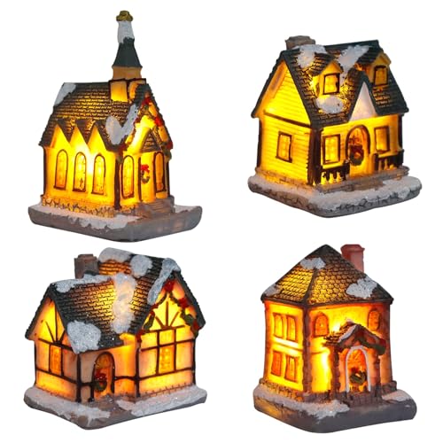 TaimeiMao Village De Noël Lumineux, 4 Pièces Village de Noël
