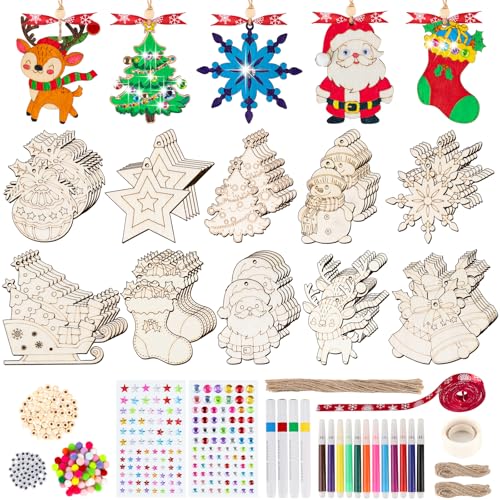 Decoration Noel Pendentifs en Bois, 322 Pièces Bricolage Noë