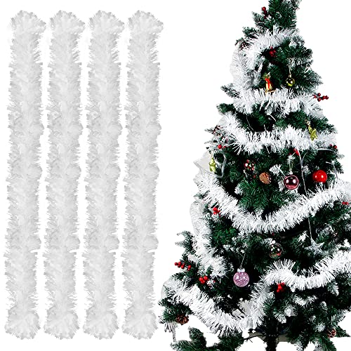 Guirlande de Noël Sapin, 4pcs Tinsel Métallique 2m, Décorati
