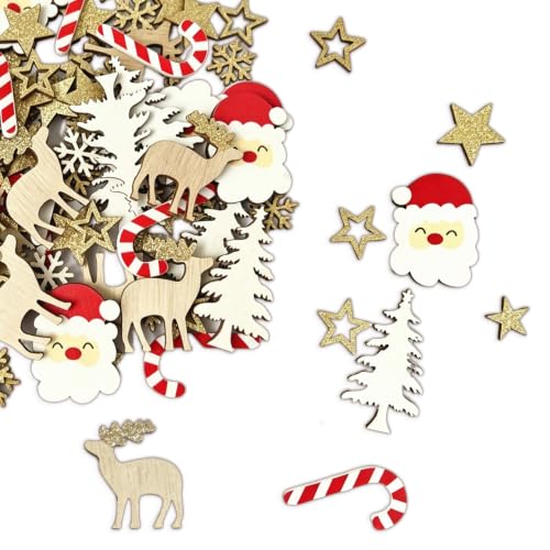 108 Pièces Decoration Table Noel, Confettis En Bois, 9 Motif