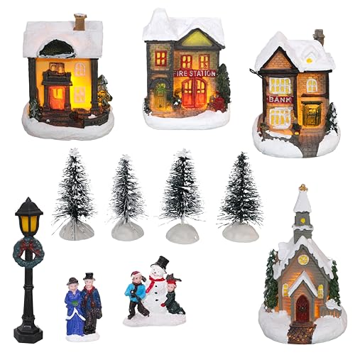 Toyland Mini Village Scène de Noël Lumineuse | Set de 12 piè
