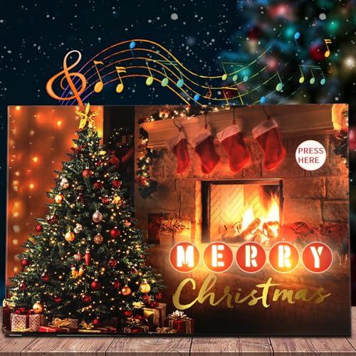 Carte de Noël musicale avec lumière pour enfants, cartes de 