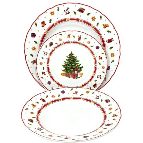 NAMAI - Service de Vaisselle de Noel, Élégance de Noël, 18 P