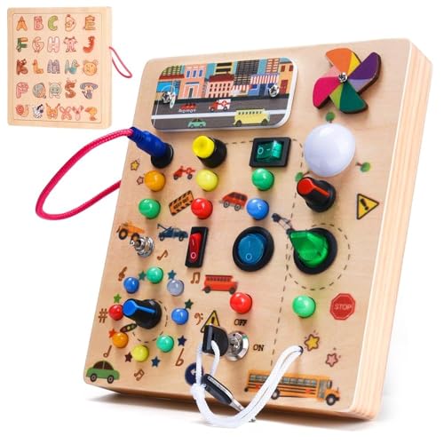 NauotK Planche Montessori, Busy Board en Bois pour Bébé 3+ A