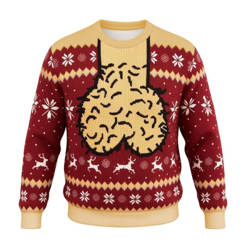Pull de Noël pour homme avec imprimé renne moche, Rouge, XXL