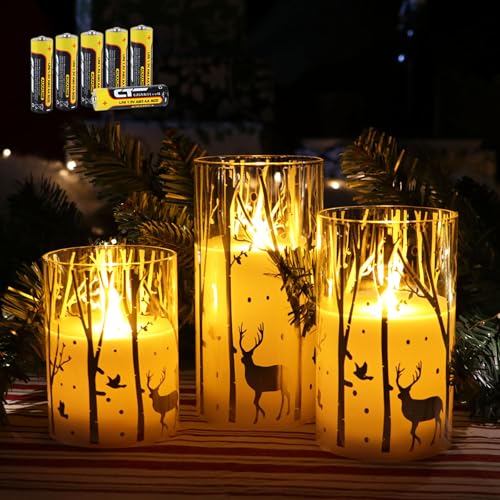 Rhytsing Lot de 3 Bougies LED en verre avec 6H minuteur, Bou