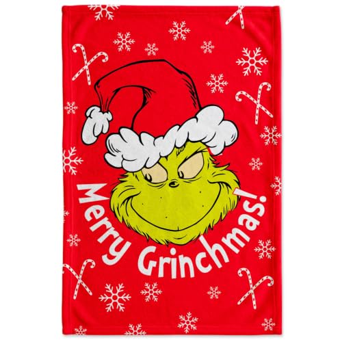 sarcia.eu Grinch de Noël, Couverture Polaire Douce, jeté de 