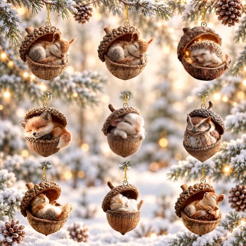 9 PCS Decoration Noel, Deco Noel 2D Animaux de la Forêt en F