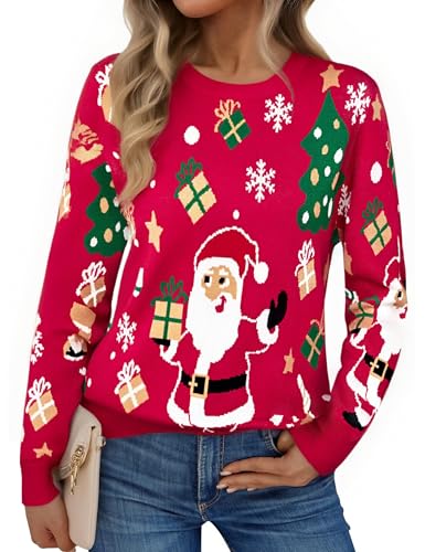 Pull Noël Femme Chaud XXL Rouge