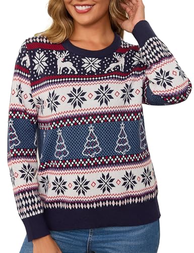 Pull de Noël Femme Bleu Chaud XXL