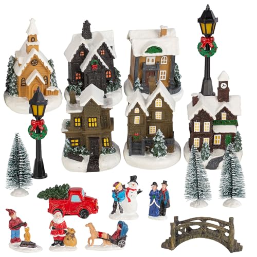 Village de Noël lumineux à piles 25 pièces [infactory]
