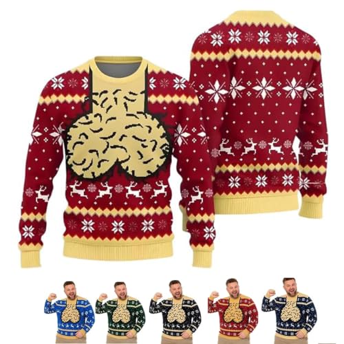 Pull de Noël « moche » en 3D, sweat à col rond à lhumour déc