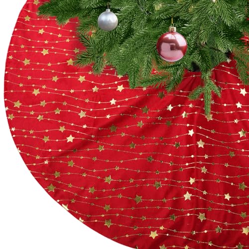 Jupe Sapin Noël Rouge Étoiles Or