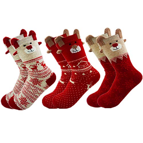 Lot 3 Chaussettes Noël Femme Coton