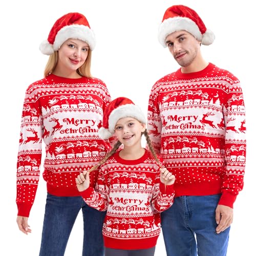 Giggling Getup Pull de Noël familial assorti, pull de Noël m