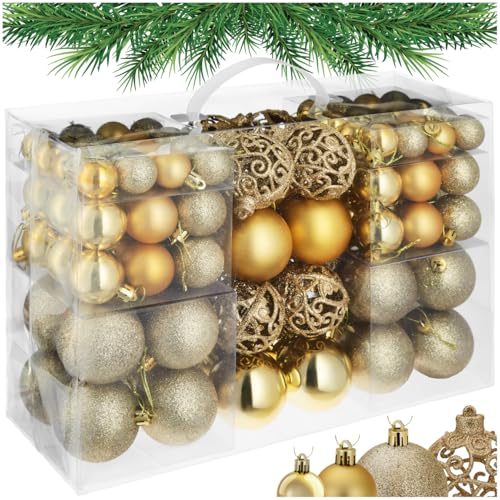 tectake® Boules de Noël dorées, 100 pièces, Boule de Noel 3