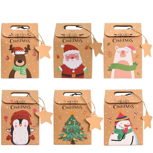 Surflyee Lot de 24 Boîtes pour Cadeaux de Noël, Cartes Kraft