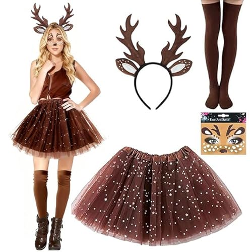 TaiXinYuly Déguisement Renne Femme,3 Pièces Costume de Renne