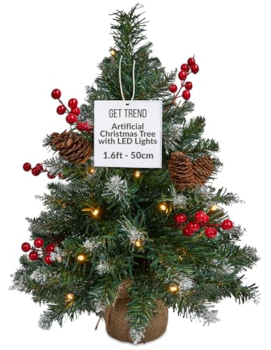 Sapin de Noel avec Guirlandes Lumineuses LED, Mini Sapin de 