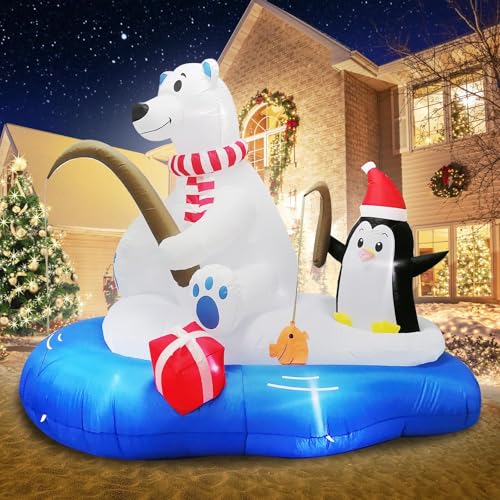 PARAYOYO Ours de Noël Gonflable de 180 cm avec Pingouin, Our