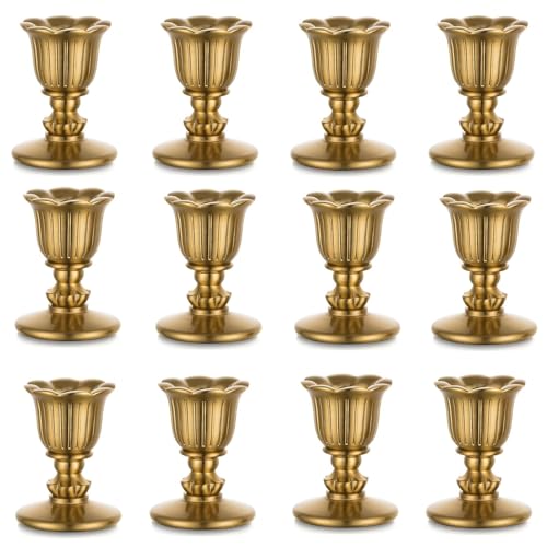 Lot 12 Bougeoirs Vintage Laiton Doré