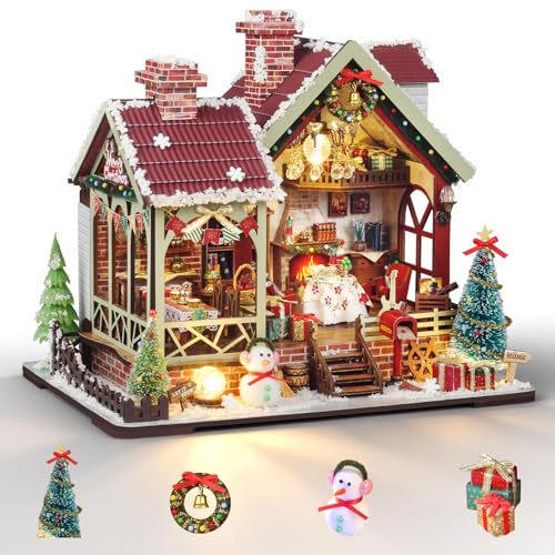 Cuteefun Maison de Poupée Noël avec Boîte à Musique -Chalet 
