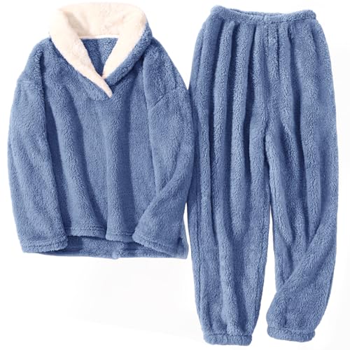 Pyjama Pilou Femme Hiver Bleu