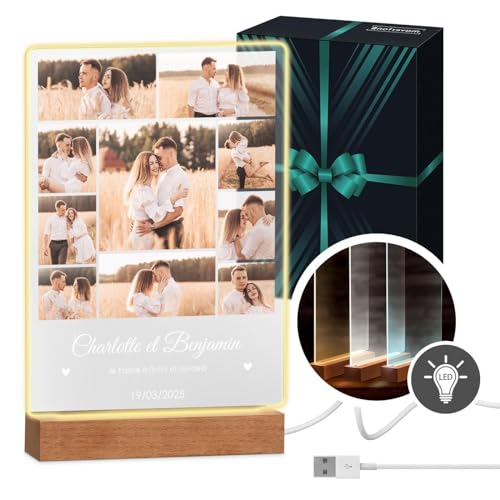 Maverton Cadre Photo Personnalisé - Lampe LED avec vos photo