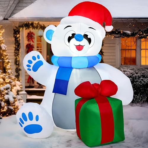 Joiedomi Ours polaire géant gonflable à DEL de 1,2 m - Décor