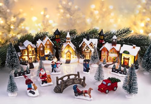 Village de Noël lumineux à piles 25 pièces [infactory]