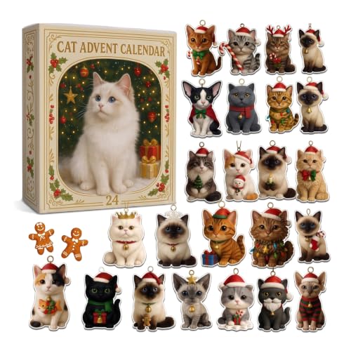 Calendrier de lAvent Chat 2026 avec 24 Ornements