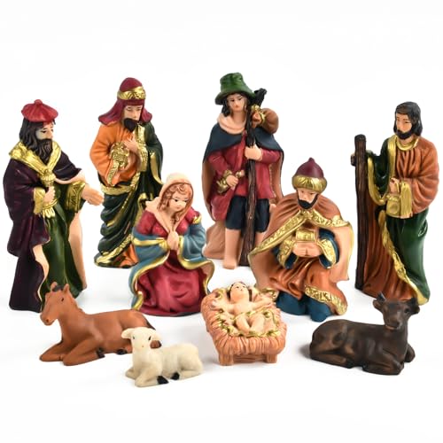 XIABYAYU Figurines de Crèche de Noël, 10 Pcs Décoration de T