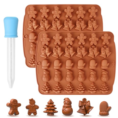 MplehDa Lot de 2 moules à chocolat de Noël en silicone, moul
