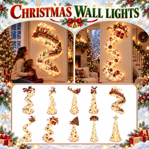 Déco Murale Lumineuse de Noël, Éclairage LED pour Mur et Int