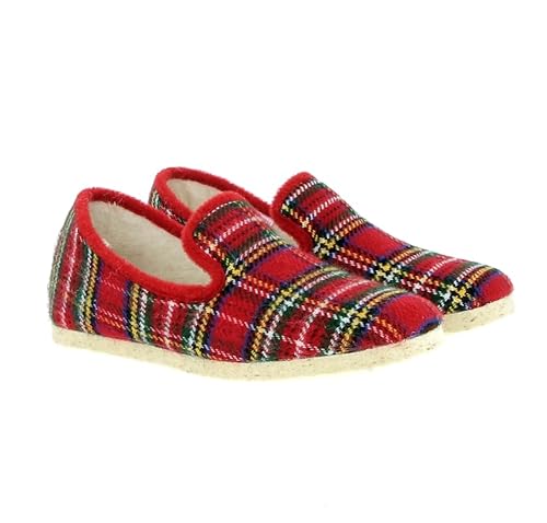 Chaussons/Charentaises à carreaux écossais rouges pour Femme
