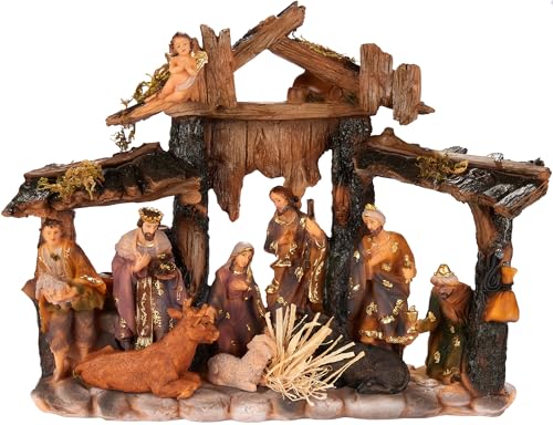 BRUBAKER Crèche de Noël - Crèche de table de 34 cm avec figu