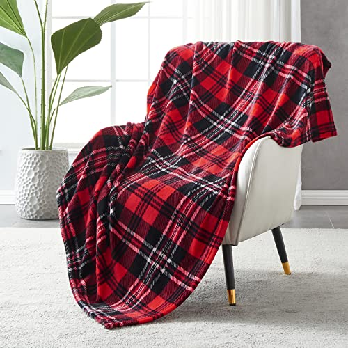Plaid Polaire Rouge Gris 150x200