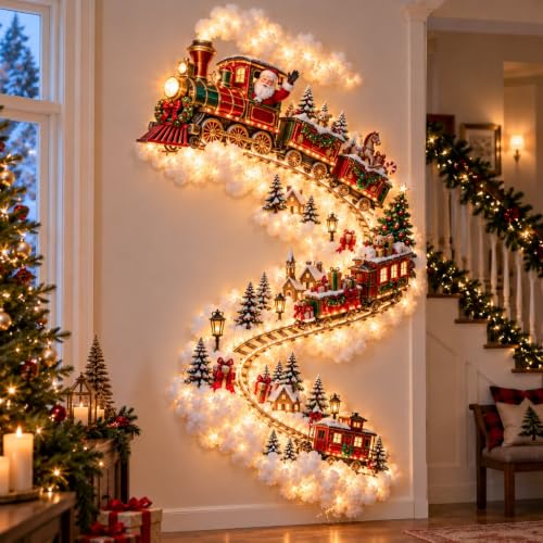 Déco Murale Lumineuse de Noël, Éclairage LED pour Mur et Int
