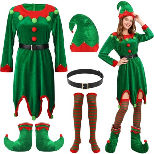 Costume Lutin Femme Noël Velours