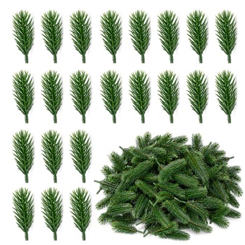 100 Pièces Decoration Noel, Branche de Sapin Artificiel 6 cm