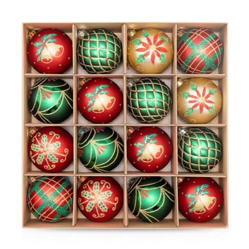 Yukiyi Lot de 16 boules de Noël de 60 mm, classiques avec un
